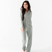 Baby Kids Bamboo Pajamas — Eucalyptus Women's Collar Shirt & Pants Set — Image 1