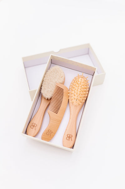Baby Kids Bamboo Pajamas — 3 Piece Wooden Brush Set — Image 1