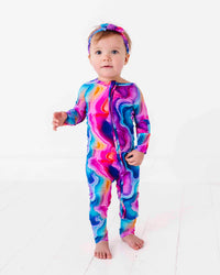 Baby Kids Bamboo Pajamas — Agate You Covered Convertible Romper — Image 1
