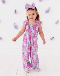 Baby Kids Bamboo Pajamas — You Had Me at Hydrangea Cap Sleeve Wide Leg Jumpsuit — Image 1