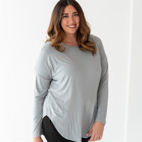 Baby Kids Bamboo Pajamas — Dark Grey Mama Long Sleeves Shirt — Image 1