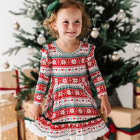 Baby Kids Bamboo Pajamas — Up To Snow Good Girls Party Dress Set — Image 1