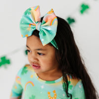 Baby Kids Bamboo Pajamas — Clover the Rainbow Biggie Bow — Image 1
