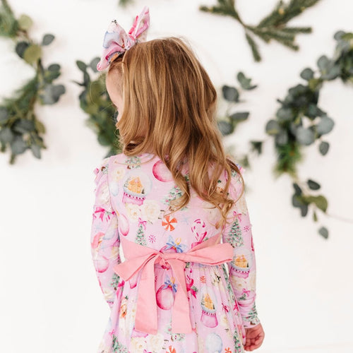 Baby Kids Bamboo Pajamas — Merry Little Pinkmas Nylon Bow — Image 8