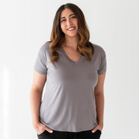 Baby Kids Bamboo Pajamas — Grey Mama T-Shirt — Image 1