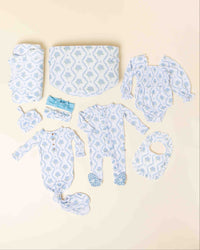 Baby Kids Bamboo Pajamas — Blue-tiful Bloom Keepsake Bundle — Image 1