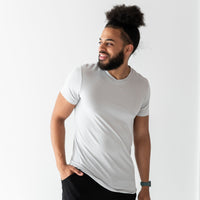Baby Kids Bamboo Pajamas — Light Grey Men's T-Shirt — Image 1