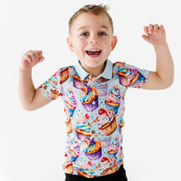 Baby Kids Bamboo Pajamas — Frosting Filled Wishes Bamboo Polo — Image 1
