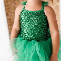 Baby Kids Bamboo Pajamas — Green Sequin Tulle Tutu Dress — Image 1