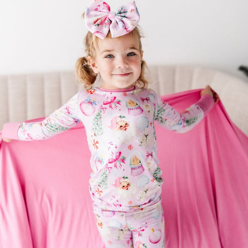 Baby Kids Bamboo Pajamas — Merry Little Pinkmas Two-Piece Pajama Set — Image 9