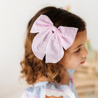 Baby Kids Bamboo Pajamas — Pink Gingham Clip — Image 1