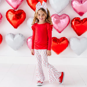 Baby Kids Bamboo Pajamas — Heart to Resist Top & Bell Bottoms Set — Image 1
