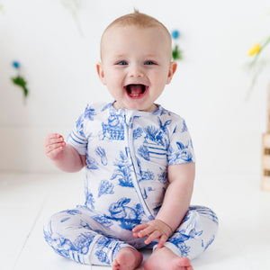 Baby Kids Bamboo Pajamas — Hoppy to See You Romper — Image 1
