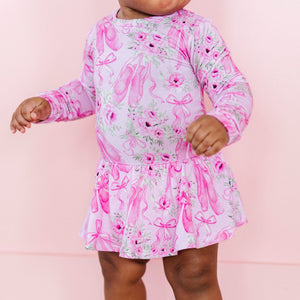 Baby Kids Bamboo Pajamas — Ballet Blooms Ruffle Dress — Image 1