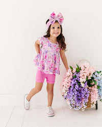 Baby Kids Bamboo Pajamas — Blush in Bloom Peplum Two-Piece Set — Image 1