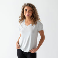 Baby Kids Bamboo Pajamas — Light Grey Mama T-Shirt — Image 1