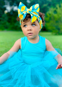 Baby Kids Bamboo Pajamas — Turquoise Tulle Tutu Dress - Tank Top — Image 1
