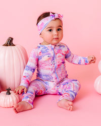 Baby Kids Bamboo Pajamas — Romeo and Ghouliet Convertible Ruffle Romper — Image 1