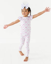 Baby Kids Bamboo Pajamas — Take A Bow Cap Sleeve Two-Piece Pajama Set — Image 1