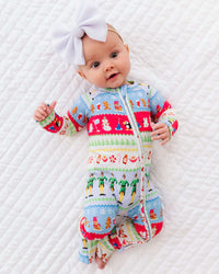 Baby Kids Bamboo Pajamas — Buddy The Elf™ Fair Isle Winter Wonderland Convertible Romper — Image 1