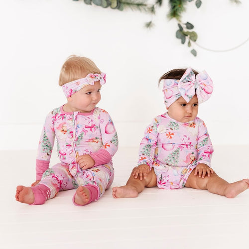 Baby Kids Bamboo Pajamas — Merry Little Pinkmas Ruffle Dress — Image 18