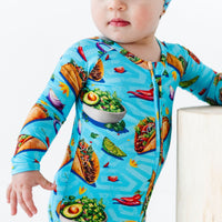 Baby Kids Bamboo Pajamas — Let's Taco-Bout It Convertible Romper — Image 1