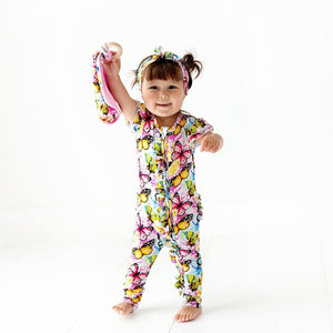Baby Kids Bamboo Pajamas — Flutter Away Ruffle Romper- FINAL SALE — Image 1