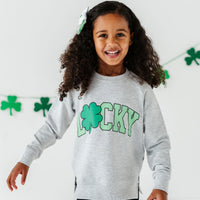 Baby Kids Bamboo Pajamas — Lucky Crew Neck Sweatshirt — Image 1