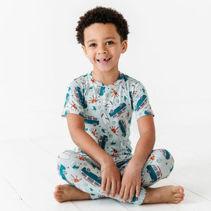 Baby Kids Bamboo Pajamas — Catch Me If You Van Two-Piece Pajama Set — Image 1