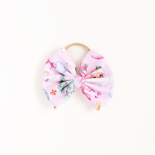 Baby Kids Bamboo Pajamas — Merry Little Pinkmas Nylon Bow — Image 4