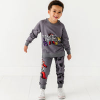 Baby Kids Bamboo Pajamas — Grey Jogger Set Transformers™ — Image 1