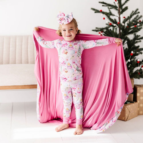 Baby Kids Bamboo Pajamas — Merry Little Pinkmas Two-Piece Pajama Set — Image 8