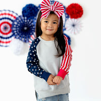 Baby Kids Bamboo Pajamas — Stars & Stripes Relaxed Crew Neck Sweatshirt — Image 1