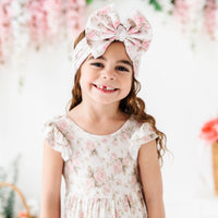Baby Kids Bamboo Pajamas — Timeless Trellis Biggie Bow — Image 1
