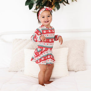 Baby Kids Bamboo Pajamas — Up To Snow Good Ruffle Dress — Image 1