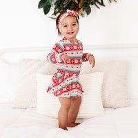 Baby Kids Bamboo Pajamas — Up To Snow Good Ruffle Dress — Image 1