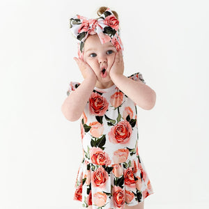 Baby Kids Bamboo Pajamas — Rosy Cheeks Ruffle Dress - Cap Sleeves — Image 1