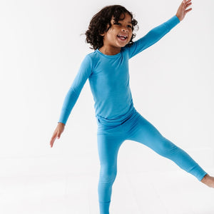 Baby Kids Bamboo Pajamas — Azure Two-Piece Pajama Set — Image 1