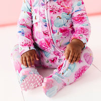Baby Kids Bamboo Pajamas — Pretty Little Pumpkin Ruffle Footie — Image 1