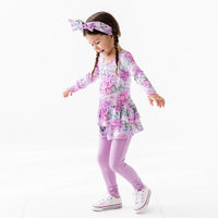 Baby Kids Bamboo Pajamas — You Had Me At Hydrangea Girls Top & Tights — Image 1
