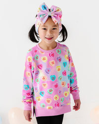 Baby Kids Bamboo Pajamas — Sweethearts® Pink Pastel Hearts Crew Neck Sweatshirt — Image 1