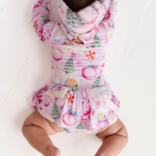 Baby Kids Bamboo Pajamas — Merry Little Pinkmas Ruffle Dress — Image 17