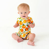 Baby Kids Bamboo Pajamas — Orange You Sweet Shortie Romper- FINAL SALE — Image 1