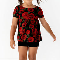 Baby Kids Bamboo Pajamas — Bums & Roses Girls Top & Shorts Set — Image 1