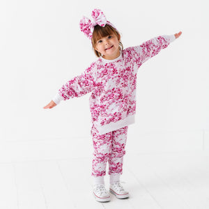 Baby Kids Bamboo Pajamas — Petally Ever After Jogger Set — Image 1