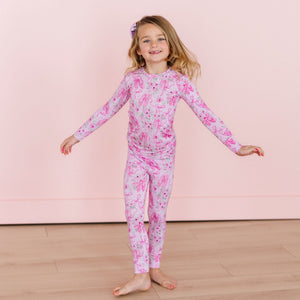 Baby Kids Bamboo Pajamas — Ballet Blooms Two-Piece Pajama Set — Image 1