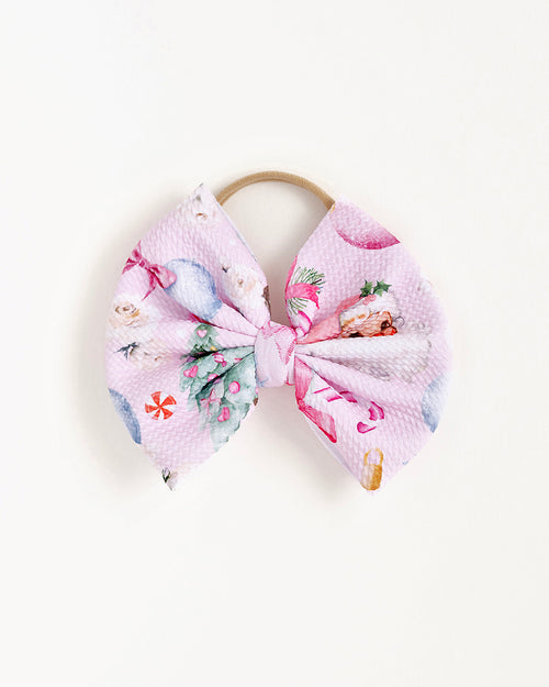 Baby Kids Bamboo Pajamas — Merry Little Pinkmas Nylon Bow — Image 2