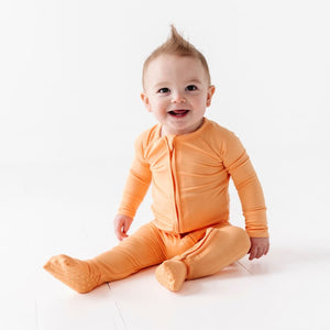 Baby Kids Bamboo Pajamas — Melon Convertible Romper — Image 1