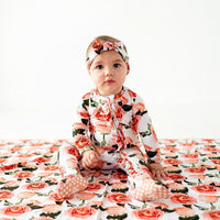 Baby Kids Bamboo Pajamas — Rosy Cheeks Ruffle Footie- FINAL SALE — Image 1