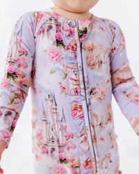 Baby Kids Bamboo Pajamas — A Knight to Remember Convertible Ruffle Romper — Image 1
